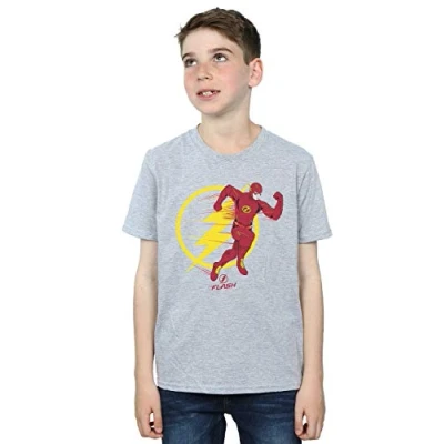 Image of DC Comics Boys The Flash Running Emblem T Shirt Sport Grey 5 6 Years