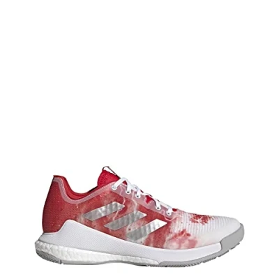 Image of adidas Women&#039;s Crazyflight Mid Volleyball Shoe, Cloud White/Silver Metallic/Vivid Re, 5 UK