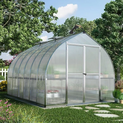 Image of 8&#039;x12&#039; Palram Canopia Bella Large Walk In Silver Aluminium Framed Greenhouse (2.4x3.6m)