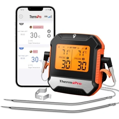 Image of ThermoPro TP904 Digital Wireless Meat Thermometer 135M Remote Bluetooth Cooking with Smart APP Dual Food Grade Temperature Probes for Kitchen BBQ Smoker Grill Oven Turkey Beef