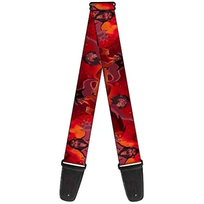 Image of Buckle Down Guitar Strap Simba Scar Battle Scene Fiery Red 2&quot; Wide 29 54&quot; Length
