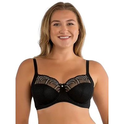 Image of Parfait Pearl P60923 Women&#039;s Unlined Full Busted Bra Black 34GG