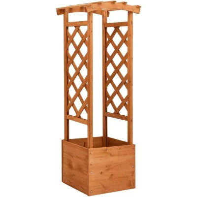 Image of vidaXL Trellis Planter with Arch 49x39x130 cm Firwood