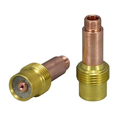 Image of RIVERWELD TIG Gas Lens Collets Body 45V25 1.6mm Orifice Fit DB SR WP 17 18 26 Torch 2pk