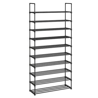 Image of SONGMICS LSA10BK 10 Tier Shoe Rack High Slim Storage Metal Space Saving Dressing Room Entrance 30 x 94 206 cm Black