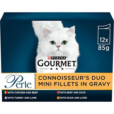 Image of Gourmet Perle Delicate Connoisseur&#039;s Duo Wet Cat Food 12x85G, Pack of 4
