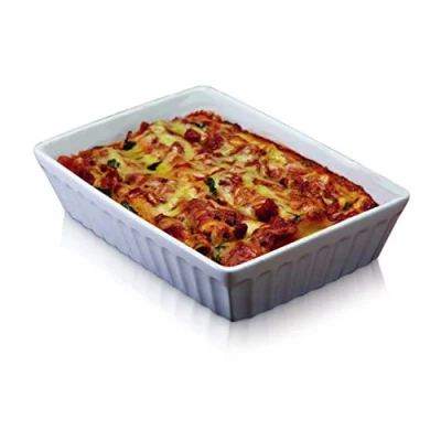 Image of KitchenCraft World of Flavours Lasagne Dish, Cannelloni and Pasta Bakes, Stoneware, 30 x 21 cm, White