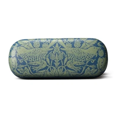 Image of Half Moon Bay Strawberry Thief William Morris Sage Green/Blue 6.5 x 2.7 Inch Polyurethane Eyeglass Protective Hard Case, Green/Blue,