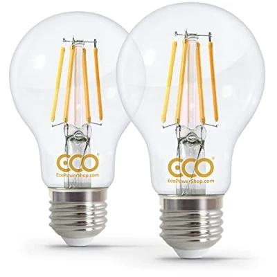 Image of ECO 40W Energy Saving Light Bulb, Low 4W Filament LED, 400 Lumen, Clear Glass, Warm White (2700K), E27 Edison Screw, 25000Hrs Lifetime. (2X Bulb Pack).
