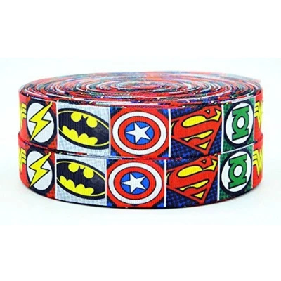 Image of 2m x 22mm Wide Superhero Character Ribbon for Personalised Birthday Cake Decoration Decorating Ideas Present Gift Wrap Bows or Wrapping Bags Box Cards Art Craft Toppers