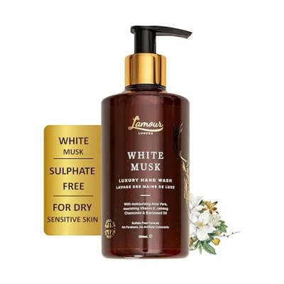Image of L&#039;amour Natural White Musk Luxury Hand Wash Essential Oils Sulphate Free Gentle for dry and sensitive skin 250mL