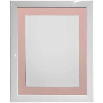 Image of FRAMES BY POST 0.75 Inch White Picture Photo Frame With Pink Mount A4 Image Size 9 x 6 Plastic Glass