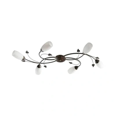 Image of Lindby Vintage Chandelier, Traditional Floral Ceiling Light, Semi Flush Mounted Fixture with 3 Lights, Classic Rustic Lighting for Living Room, Bedroom, Dining Hallway, Metal, Black