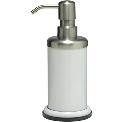 Image of Sealskin Acero Soap Dispenser, Stainless Steel, White, 9.2 x 10.2 17.8 cm