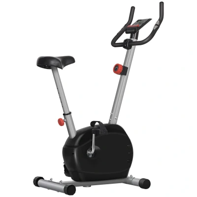 Image of SPORTNOW Exercise Bike, Quiet Stationary Bike with 8 Level Magnetic Resistance, Heart Rate Sensor, Adjustable Seat, Wheels and LCD Monitor, for Home Gym Workout, Grey