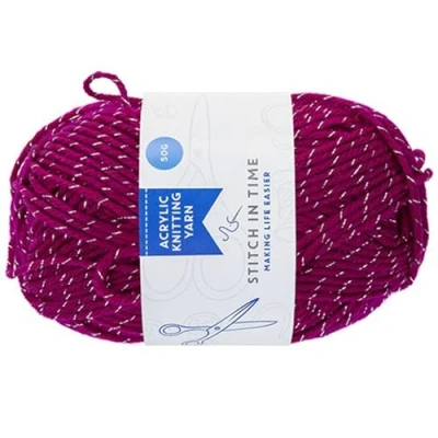 Image of 105m Double Knit Arm Knitting Yarn Ball in Sparkle Violet Colour Crochet Chunky