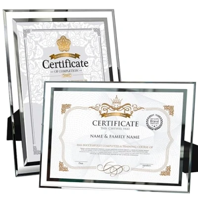 Image of Dohomi 2 Pack Silver A4 Picture Frame Certificate Glass Diploma Graduation Photo Stand for Table Top or Wall