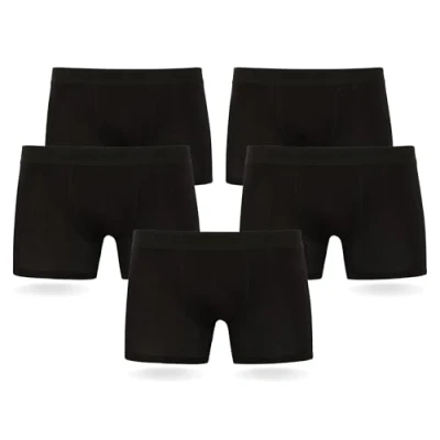Image of FM London 5 Pack Mens Boxers with HyFresh Odour Protection Technology Breathable Underwear Suitable all Occasions Tagless and Multipack Designed for a 24hr Wear Super Soft Black