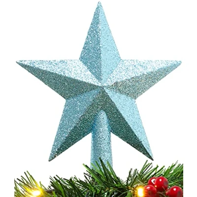 Image of Christmas Concepts® 20cm Glitter Tree Top Star Decoration Topper (Ice Blue)
