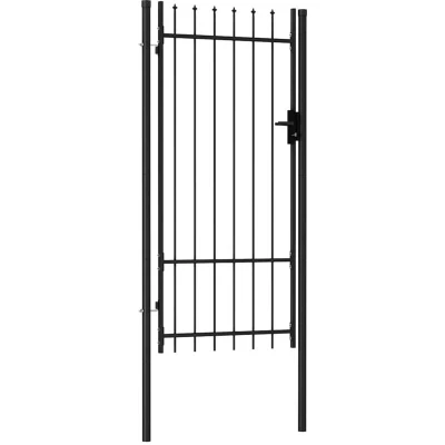 Image of vidaXL Fence Gate Single Door with Spike Top Steel 1x2 m Black