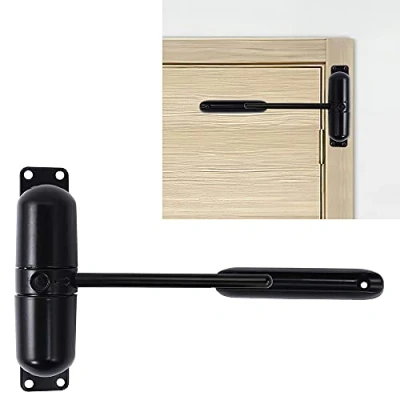 Image of iLEEYU Automatic Door Closer, Safety Spring Closers Easy to Install Convert Hinged Doors Self Closing Diecast Construction Black