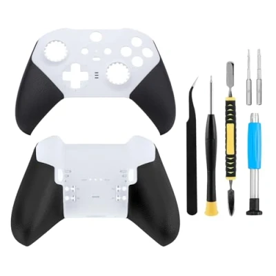 Image of Front Back Housing Shell Faceplate Cover Replacement Repair Kit for Xbox One Elite Series 2 Controller（White）