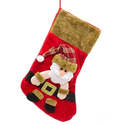 Image of Carousel Home 3D Plush Christmas Stocking Xmas Stockings Festive Adult Kids Fireplace Decorations Santa
