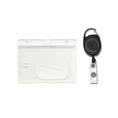Image of ID Card It 1 Enclosed Pass Holder &amp; Black Premier Yo Retractable Reel