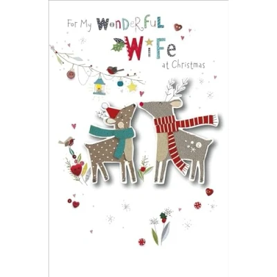 Image of My Wonderful Wife Button Box Special Christmas Greeting Card Xmas Cards 669314