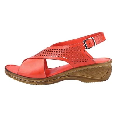 Image of Fleet &amp; Foster Judith Womens Wedge Sandals Red 7 UK