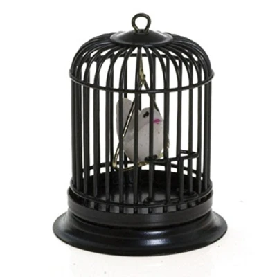 Image of Dolls House Miniature 1:12 Scale Pet Accessory Bird in Black Cage Birdcage