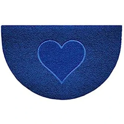 Image of Nicoman Embossed Halfmoon Half Circle Door Mat Dirt Trapper Jet Washable Doormat 70x44cm (Blue, HEART Shape) Use on Carpet ONLY
