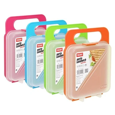 Image of TATAY Sandwich Box, Extensible, BPA Free, Reusable, Dishwasher &amp; MWO, Frozen Up to 40º, 1 Piece, Random, Measure 14 x 4 18 cm