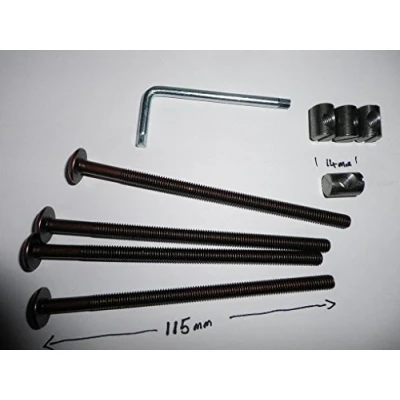 Image of bed fitting set, bolts, nuts 14mm and key 115mm bronze