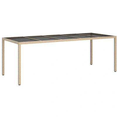 Image of vidaXL Garden Dining Table Beige 250x100x75 cm Poly Rattan