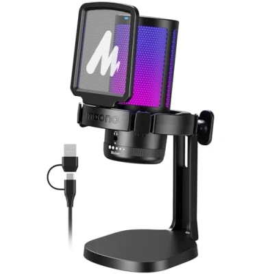 Image of MAONO USB Microphone for PC, RGB Gaming Mic with Mute Button, Noise Cancellation Condenser Gain knob Streaming, Podcast, Recording, Chat, Compatible PS5/PS4/Mac, DGM20