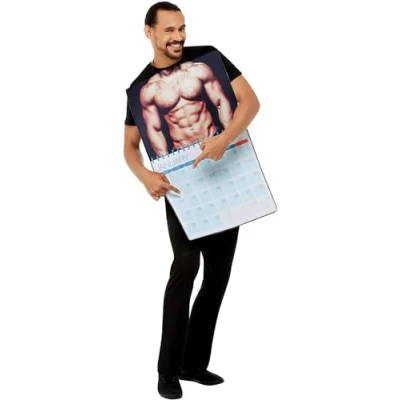 Image of Smiffys Sexy Calendar Costume, Multicoloured Tabard, Funny Fancy Dress, Comedy Dress Up Costumes