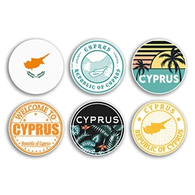 Image of 6 x 10cm Cyprus Vinyl Stickers Cypriot Country City Travel Map Flag Holiday Luggage Design Gift #78838