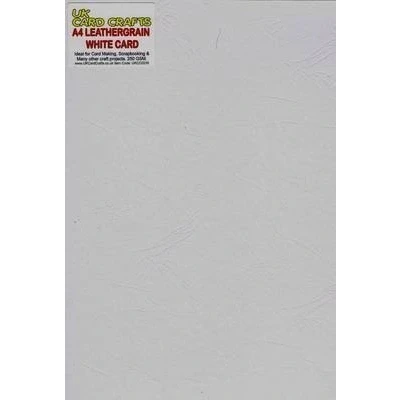Image of A4 White Embossed Leather Look 250gsm Card x 5 Sheets UKCC0235