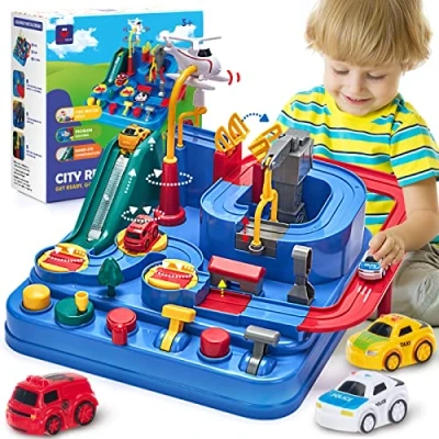Image of hahaland Kids Toys for 3 Year Old Boys Car Race Track Age 4, Adventure Vehicles Toy Learning &amp; Intelligence Educational Gifts 4 5 Girls Toddler