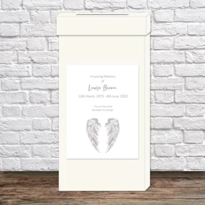 Image of Dotty about Paper Funeral Post Box Grey Angel Wings