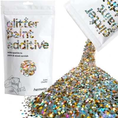 Image of Glitter Paint for Walls Gold Silver Holographic Additive Emulsion Latex Acrylic Sparkles Extra Chunky Interior Painting 100g / 3.5oz
