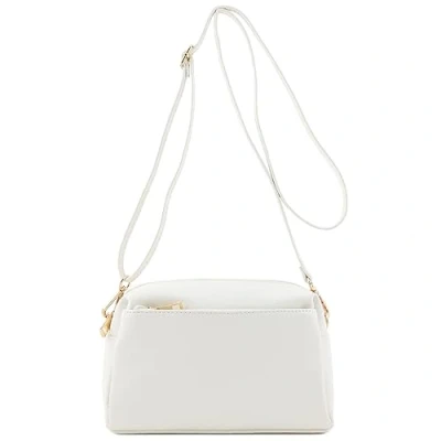 Image of FashionPuzzle Triple Zip Small Crossbody Bag, White, One Size
