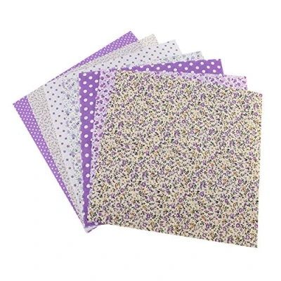 Image of TOPINCN 7Pcs 50 * 50Cm Cotton Fabrics DIY Floral Dots Assorted Squares Pre Cut Quarters Bundle Quilt Fabric Sewing Quilting Patchwork(Purple)