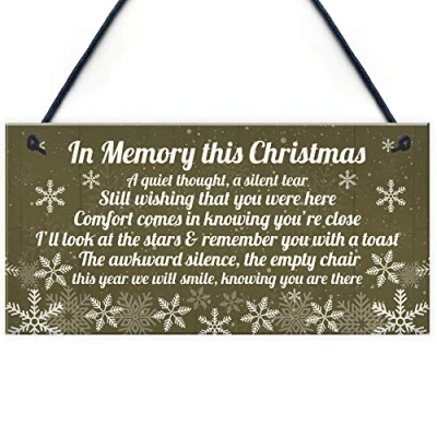 Image of RED OCEAN Memorial Christmas Plaque In Memory Of Mum Dad Nan Grandad Hanging Tree Decoration Sign Gifts
