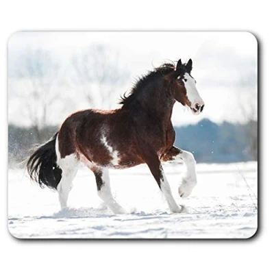 Image of Destination Vinyl ltd Clydesdale Horse in Snow Mouse Mat Pad Computer PC Laptop Gaming Office Home Desk Accessory Gadget 3202