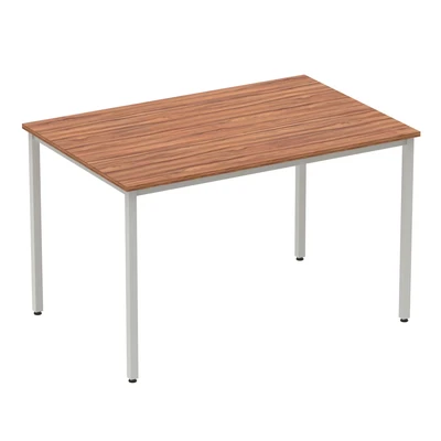Image of Impulse 1200mm Straight Table Walnut Top Silver Box Frame Leg