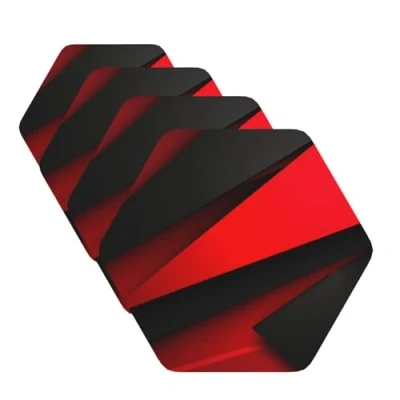 Image of Red Black Coasters for Drinks Set of 4 Non slip Leather Coaster Heat Resistant Drink Tabletop Protection Absorbent Cup Mat Coffee Table Decor Hexagon