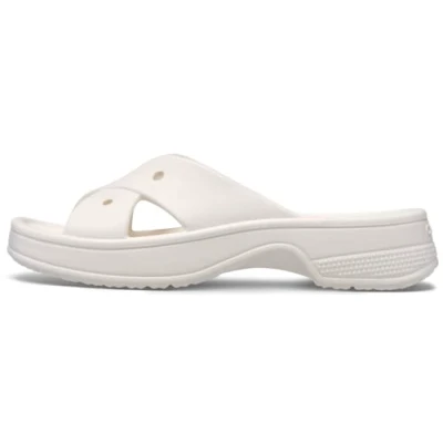 Image of Crocs Womens Cross Strap Pool slides, Women&#039;s, Size: 4, Chalk Synthetics