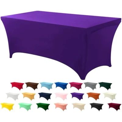 Image of Utopia Kitchen Spandex Table Cloth 1 Pack [6FT, Purple] Tight, Fitted, Washable and Wrinkle Resistant Stretch Rectangular Patio Cover for Event, Wedding, Banquet &amp; Parties [183Lx76Wx76H] cm